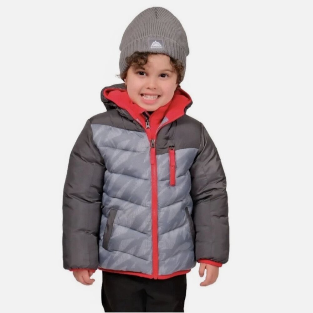 Snozu Kid Jacket with Hat Gray & Red Boy 6